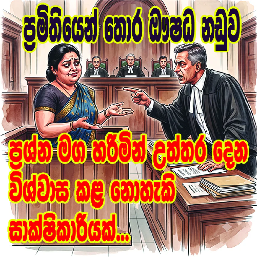 ප්‍රශ්න මග හරිමින් උත්තර දෙන  විශ්වාස කළ නොහැකි සාක්ෂිකාරියක්...